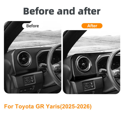 Black Carbon Fiber Driver's Air Outlet Panel Cover for Toyota GR Yaris 2025-2026 - detail view 4