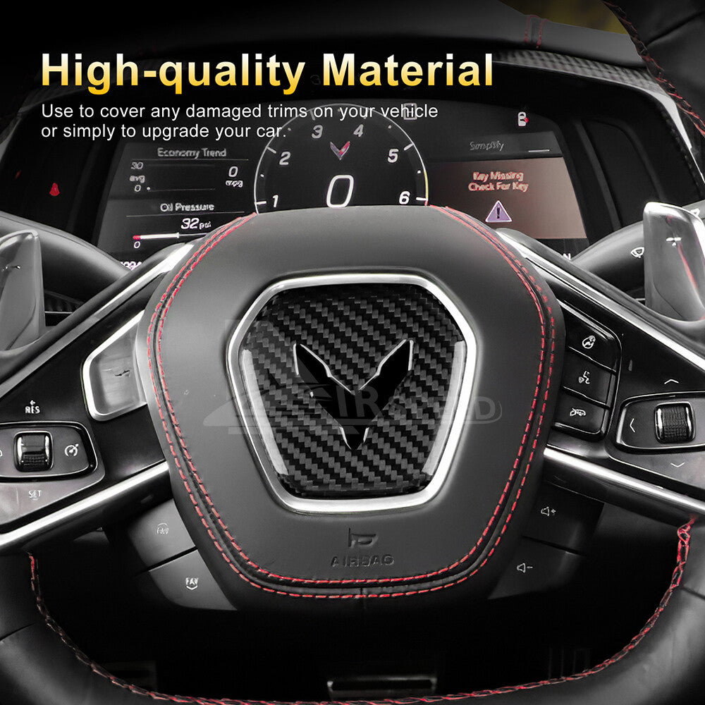 For Corvette C8 2020-23 Steering Wheel Center Cover Trim Real HARD Carbon Fiber