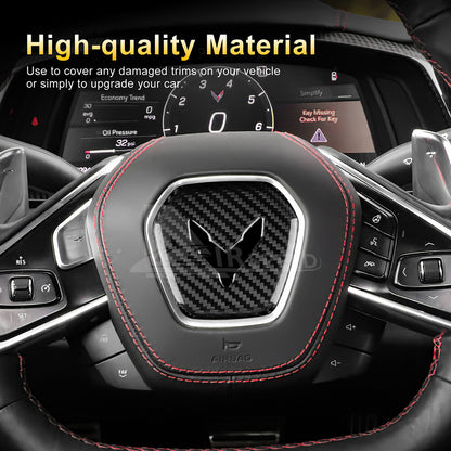 For Corvette C8 2020-23 Steering Wheel Center Cover Trim Real HARD Carbon Fiber