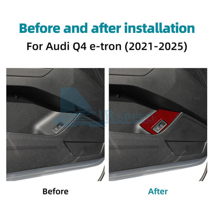 Red Trunk Switch Button Panel Stickers Carbon Fiber for Audi Q4 E-Tron 2021-2025（U.S. Stock）