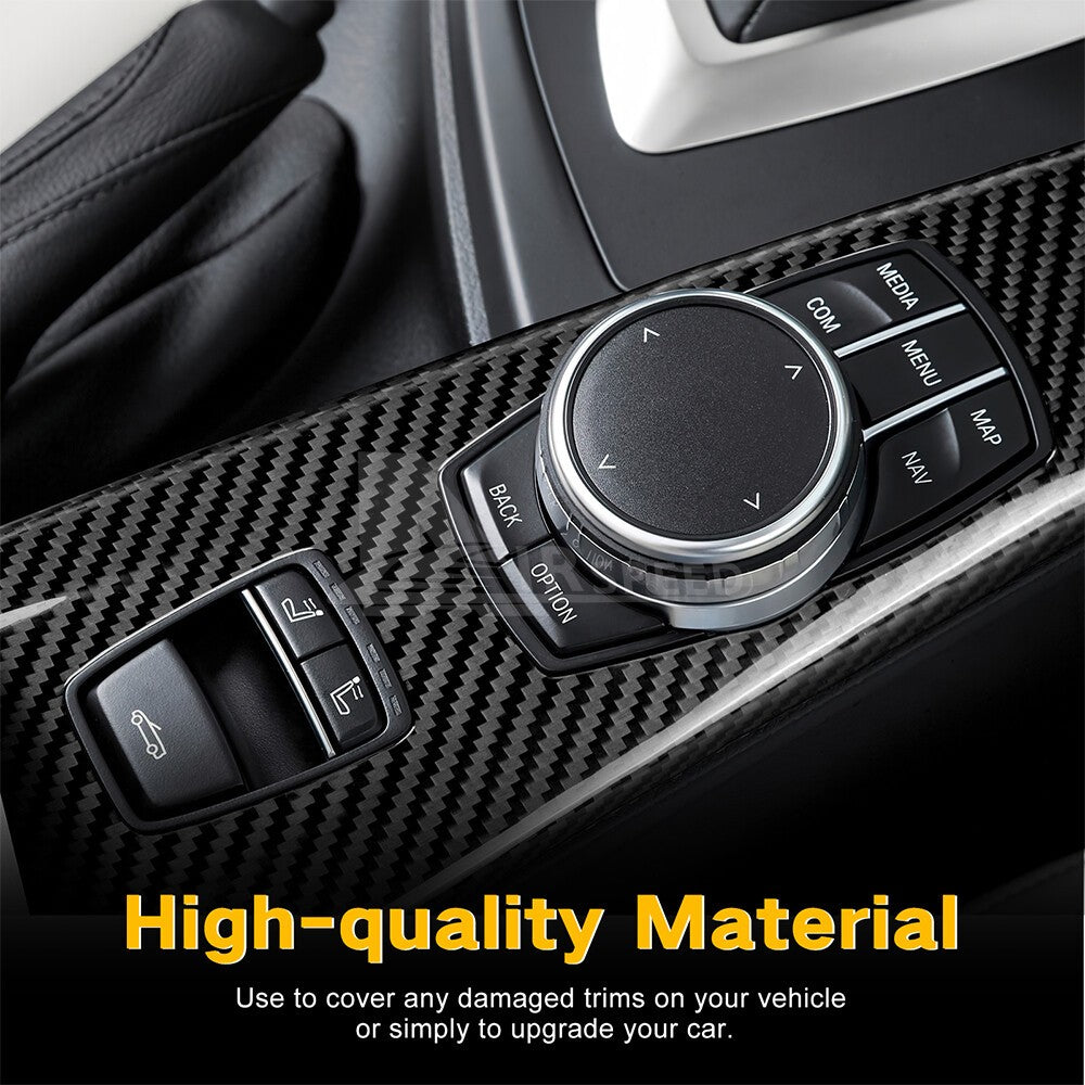 For BMW F33 F83 2013-2020 Car Center Multimedia Panel Cover Black Carbon Fiber