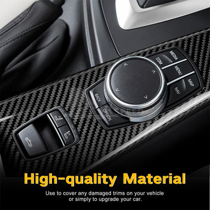 For BMW F33 F83 2013-2020 Car Center Multimedia Panel Cover Black Carbon Fiber