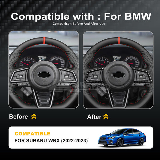 REAL HARD Carbon Fiber Steering Wheel Button Frame Cover For Subaru WRX 22-2023 - detail view