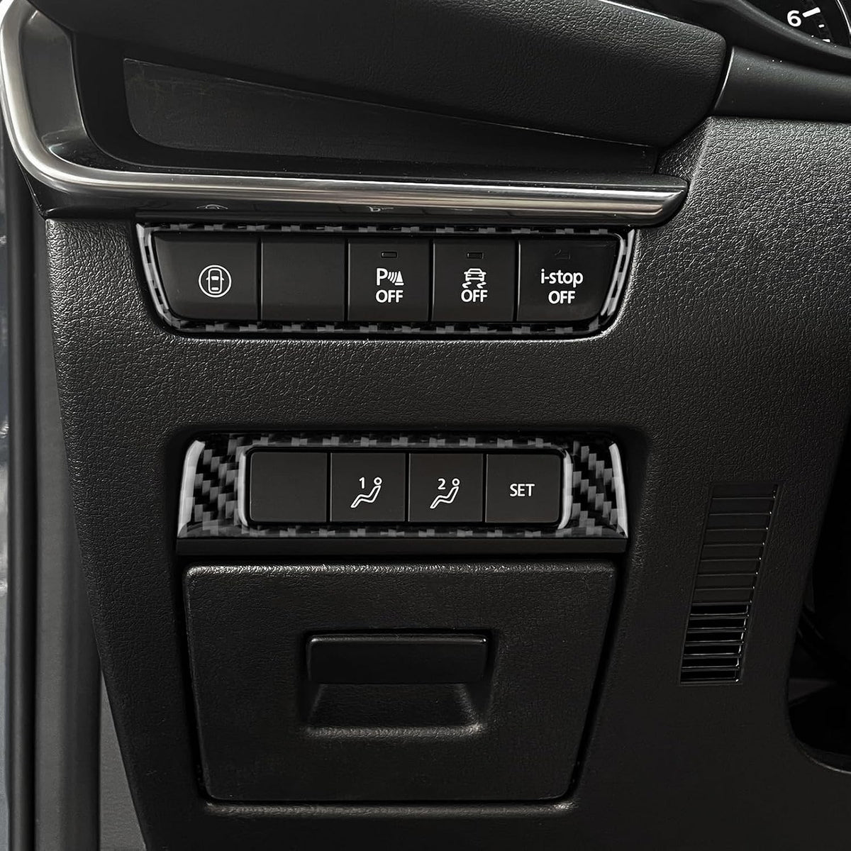 Seat Memory Button Frame Anti Slip Black Carbon For Mazda 3 Axela 2019-2025