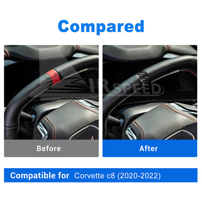 HARD Carbon Fiber Car Steering Wheel Ring Cover For Corvette C8 2020-2023 BLACK