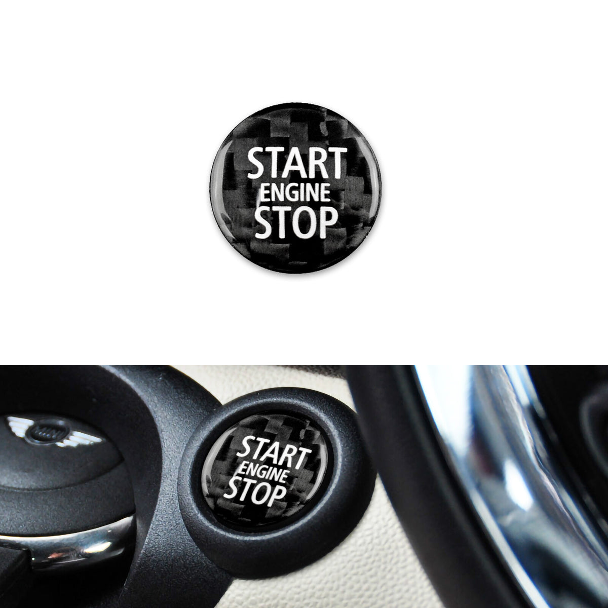 For BMW Mini R55 R56 R57 R58 07-15 Real Carbon Fiber Start Button Cover Sticker - detail view 3