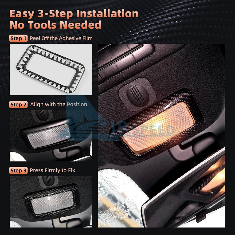 Carbon Fiber Reading Light Frame Cover Fit For Fiat 500 Abarth 595 695 2016-2024 - detail view 3