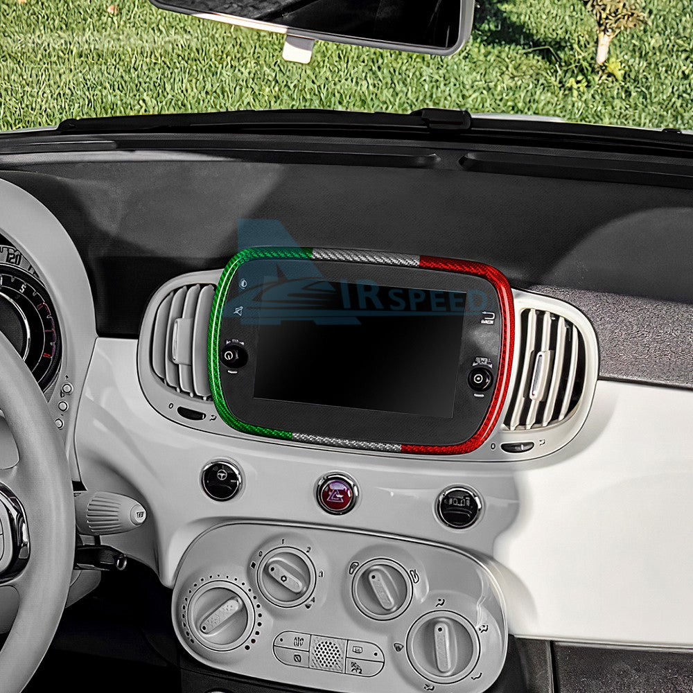 For FIAT 500 Abarth 595 16-24 Navigation Frame Cover Carbon Fiber Italian Color - detail view 8