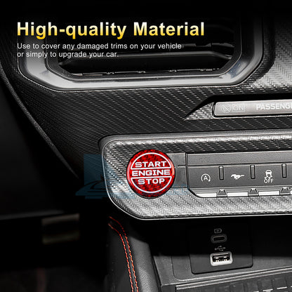 For Ford Mustang 24-25 Red Real Carbon Fiber Engine Start Push Button Cover Trim - detail view 3