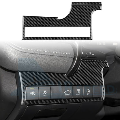 Black Car Headlight Switch Panel Sticker Carbon Fiber For Toyota Camry 2018-2024（U.S. Stock）