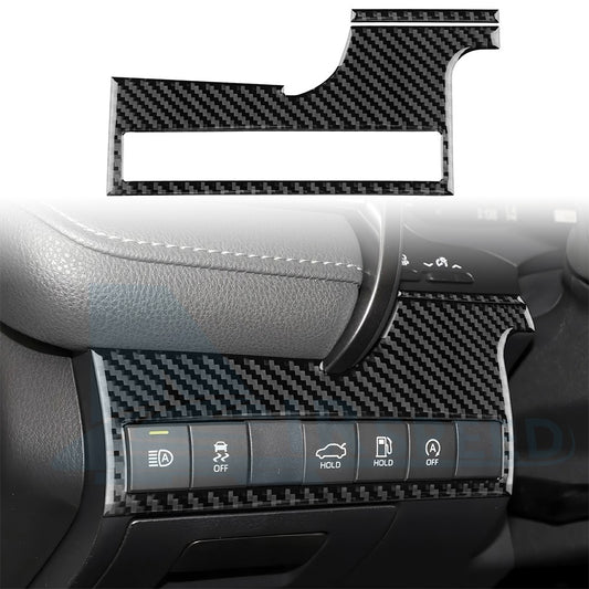 Black Car Headlight Switch Panel Sticker Carbon Fiber For Toyota Camry 2018-2024（U.S. Stock）