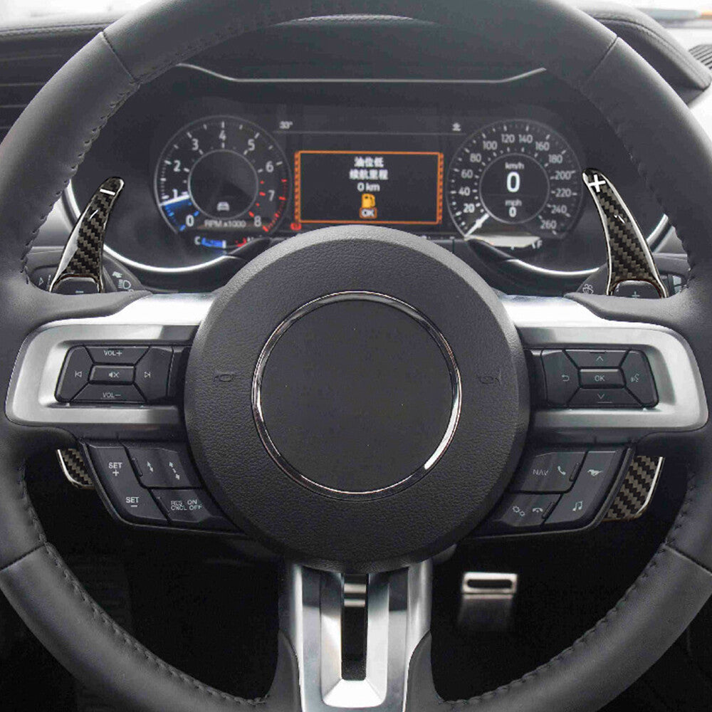 Real Carbon Fiber For Mustang 2015-2023 Steering Wheel Paddle Shifter Extension - detail view 3