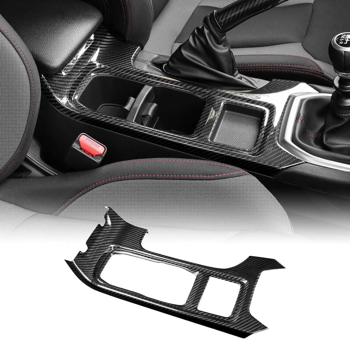Black Hard Carbon Hazard Warning Button Trim For Subaru WRX 2022-2023 - detail view 11
