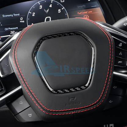 REAL Soft Carbon Fiber Steering Wheel Center Frame Cover For Corvette C8 20-2023