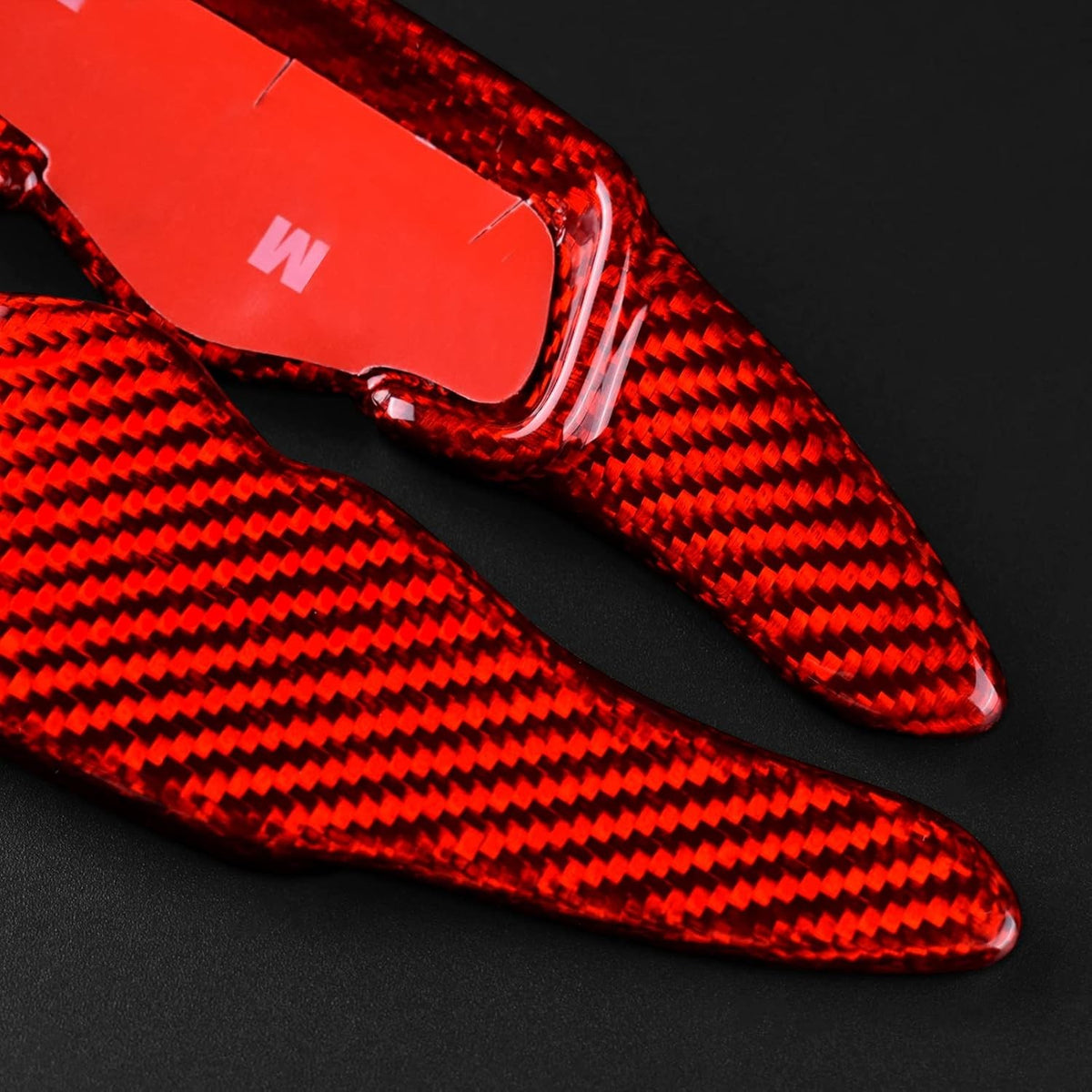 For Kia K5 2020-25 Real Carbon Fiber Red Steering Wheel Paddle Shifter Extension - detail view 5