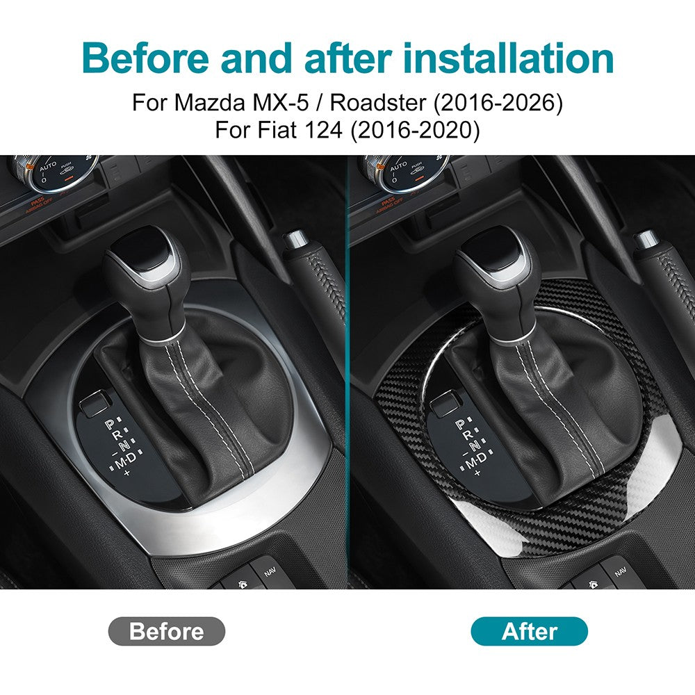 Carbon Fiber Gear Shift Frame Cover Black For Mazda MX-5 16-26 FIAT 124 16-20 - detail view 3