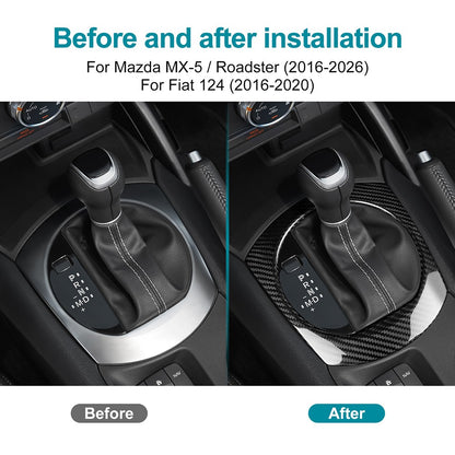 Carbon Fiber Gear Shift Frame Cover Black For Mazda MX-5 16-26 FIAT 124 16-20 - detail view 3