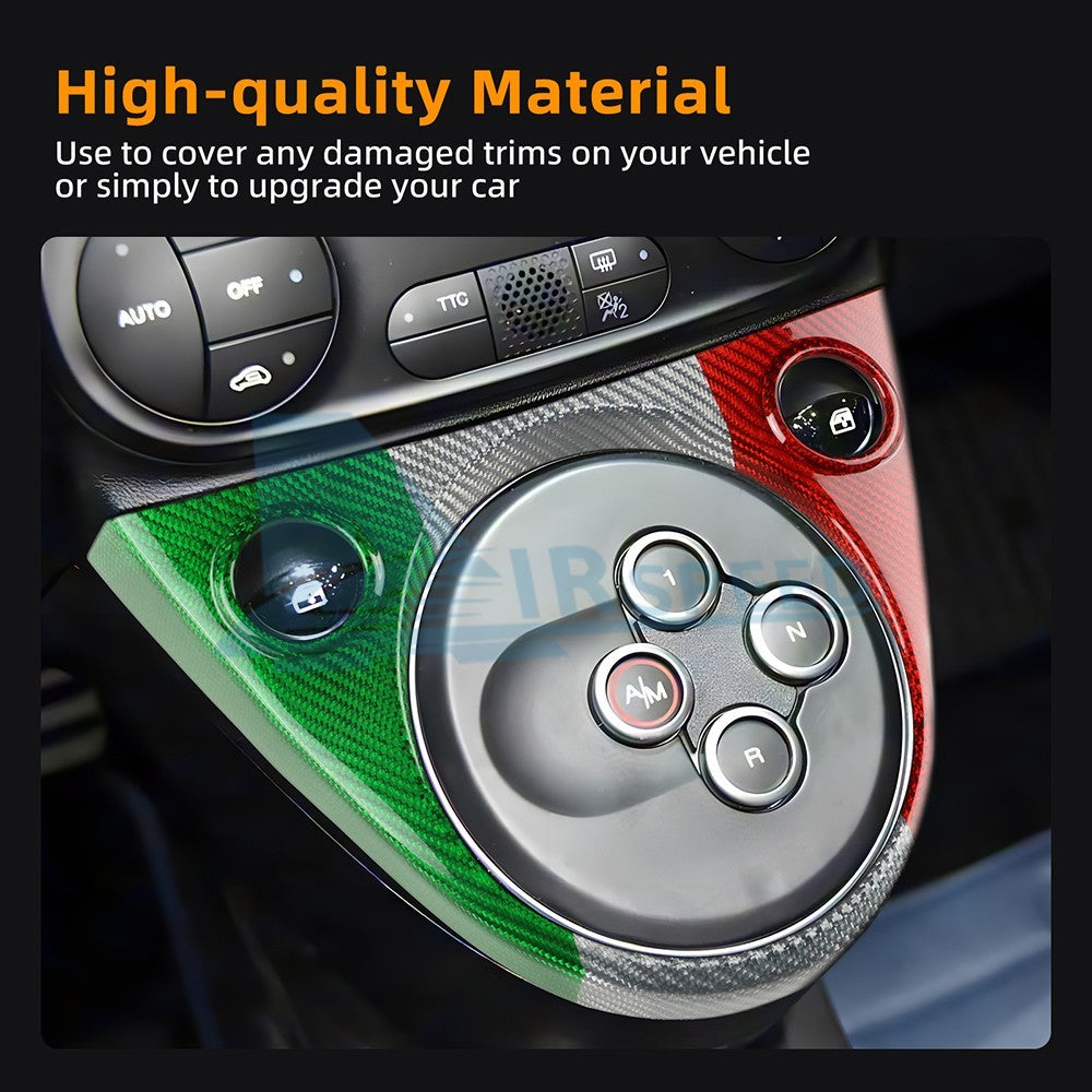 Carbon Fibre Gear Shift Frame Cover Italy Flag For Fiat 500 Barth 595 695 16-24 - detail view 4