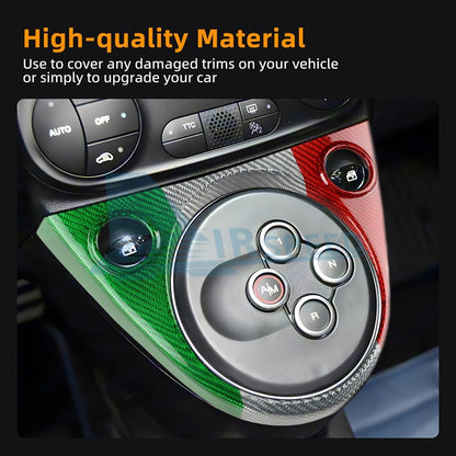 Carbon Fibre Gear Shift Frame Cover Italy Flag For Fiat 500 Barth 595 695 16-24 - detail view 4