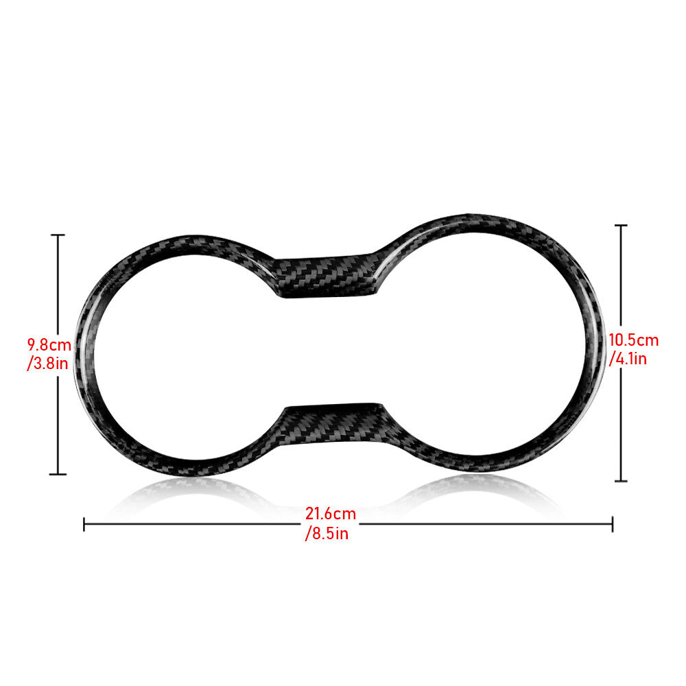 Cup Holder Cover Interior For Ford Mustang 15-2021 REAL HARD Black Carbon Fiber - detail view