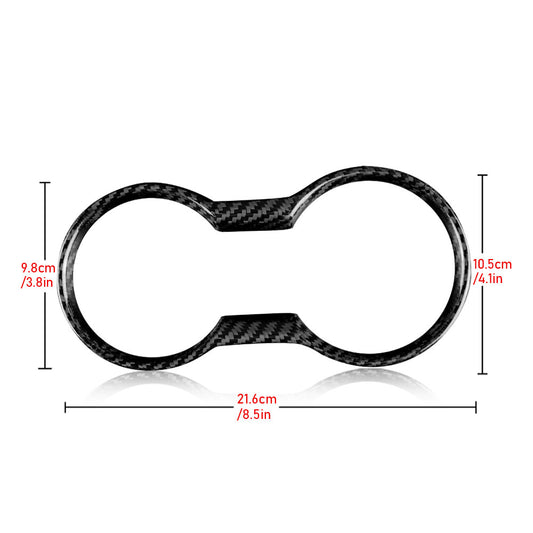 Cup Holder Cover Interior For Ford Mustang 15-2021 REAL HARD Black Carbon Fiber - detail view