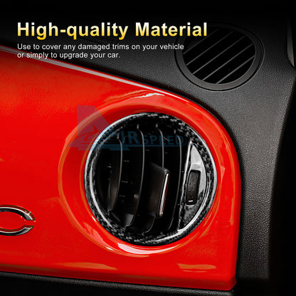 Real Hard Carbon Fiber Air Vent Ring Cover Trim For Fiat 500 Abarth 595 2016-23 - detail view 4