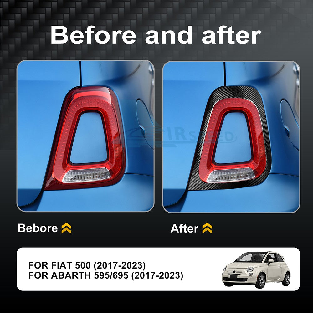 Real Hard Carbon Fiber Rear Tail Light Frame Cover For Fiat 500 Abarth 595 17-23 - detail view 4