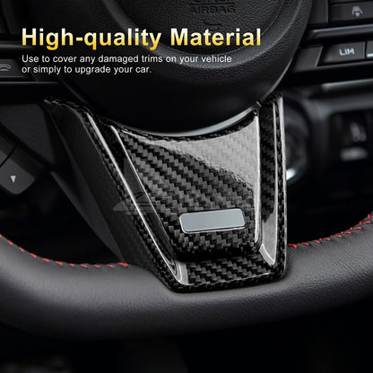 Black Center Steeing Wheel Cover REAL HARD Carbon Fiber For Subaru WRX 2022-2023 - detail view 4