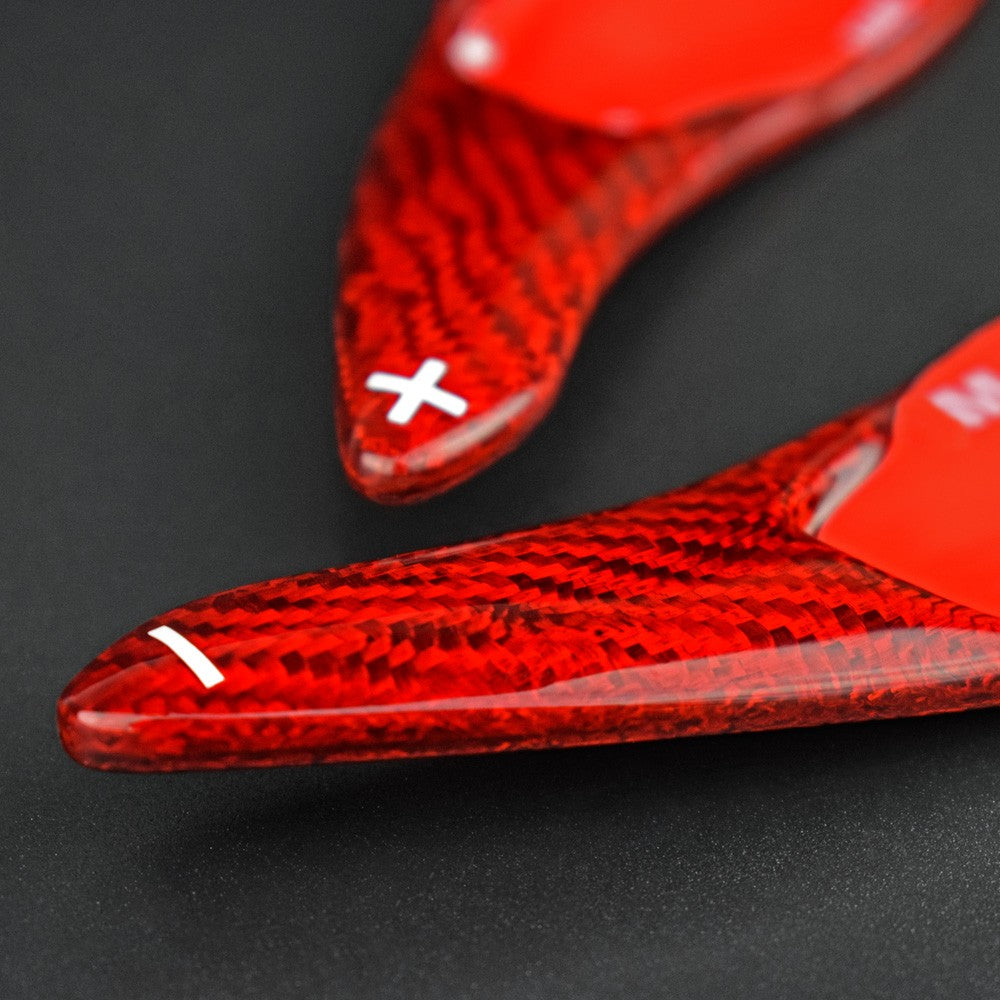 For KIA Stinger (CK) 2017-19 Red Carbon Steering Wheel Paddle Shifter Extension - detail view 7