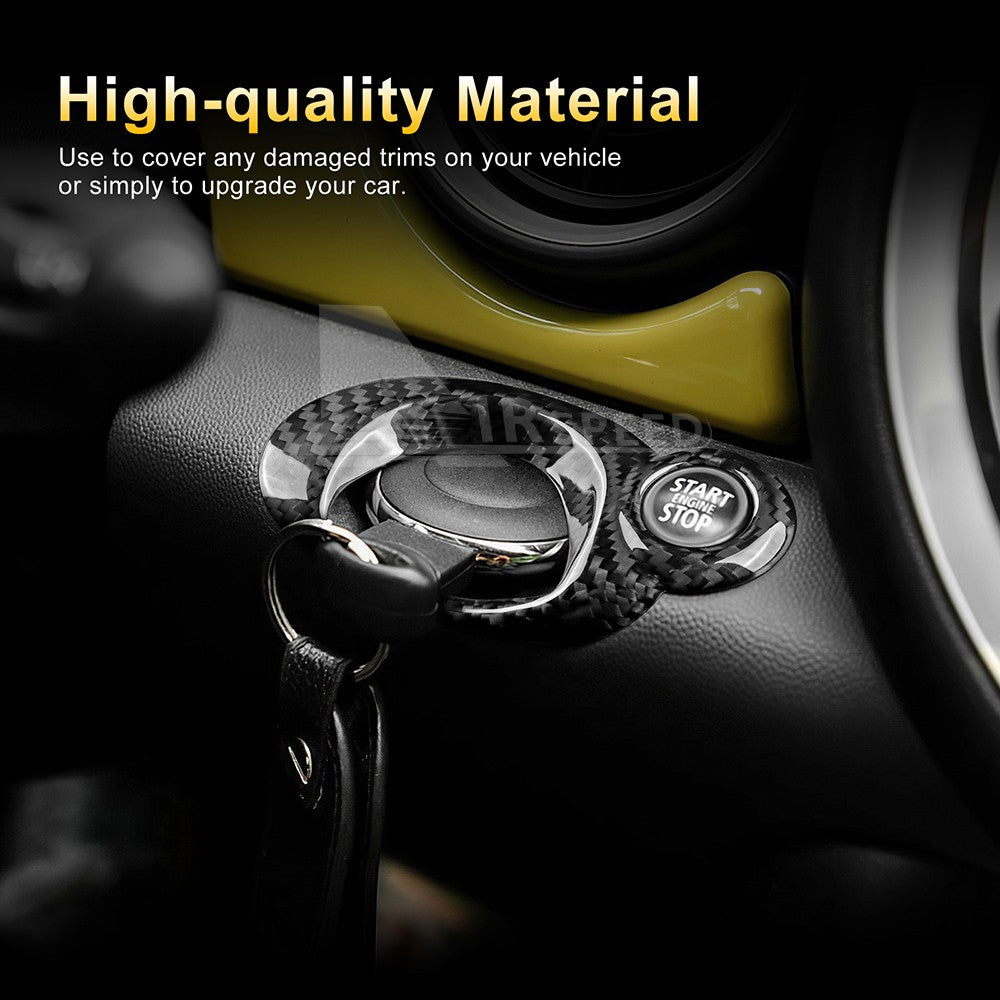 Black Hard Carbon Fiber Ignition Key Frame For MINI R55 R56 R57 R60 - detail view 9