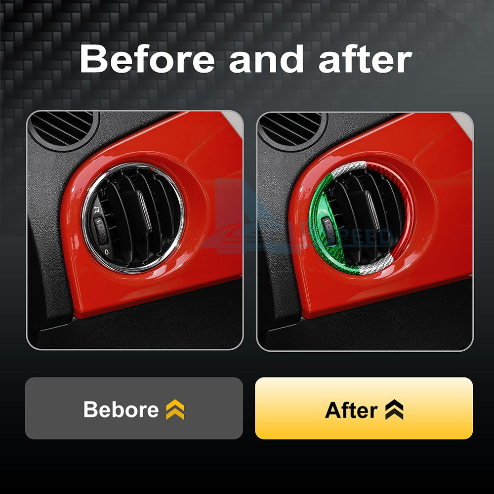 Center Side Air Outlet Sticker For Fiat 500 Abarth 595 695 2016-24 Carbon Fiber - detail view 4