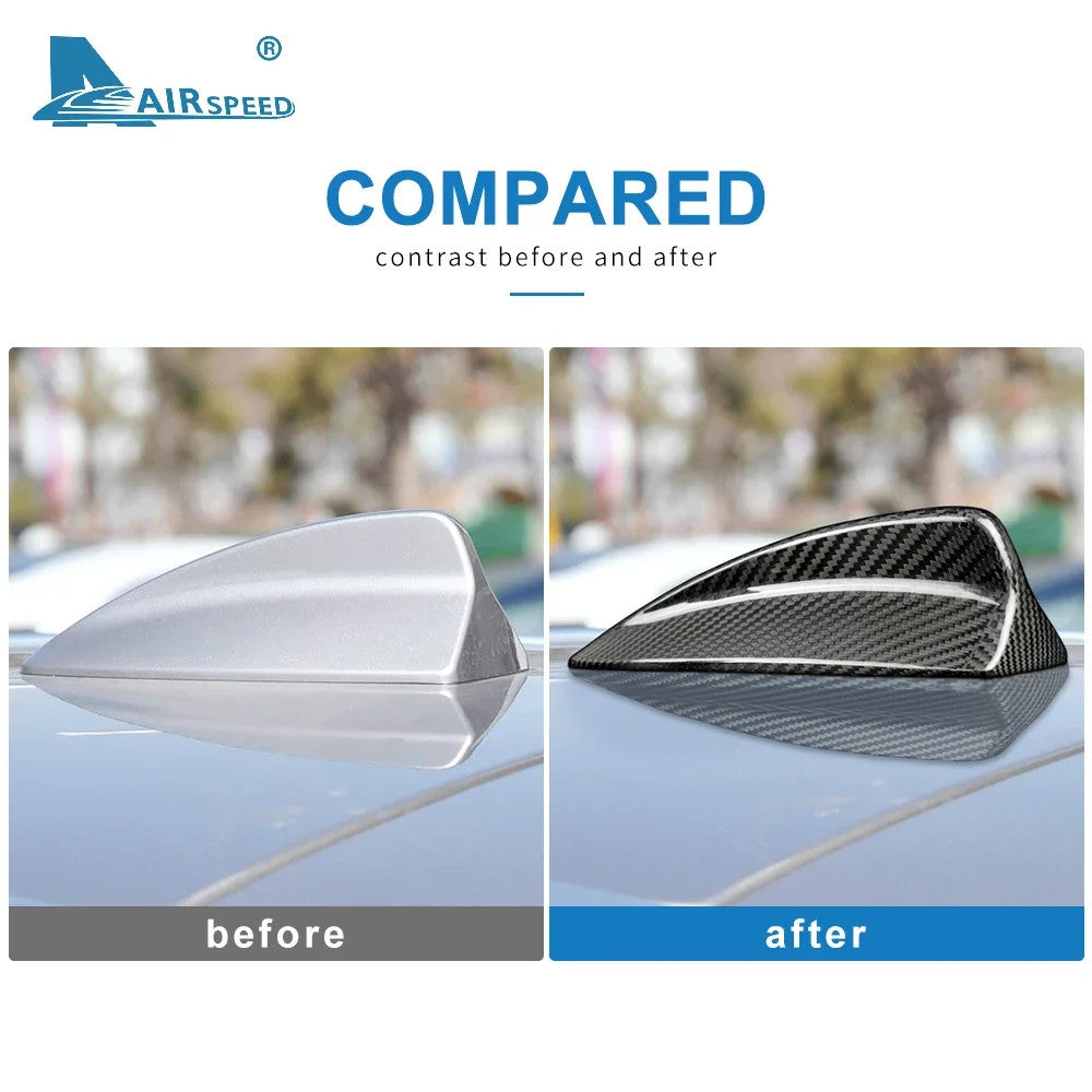 19.3cm Black Dry Carbon Fiber Antenna Cover For BMW E90 2004-2011 - detail view 6