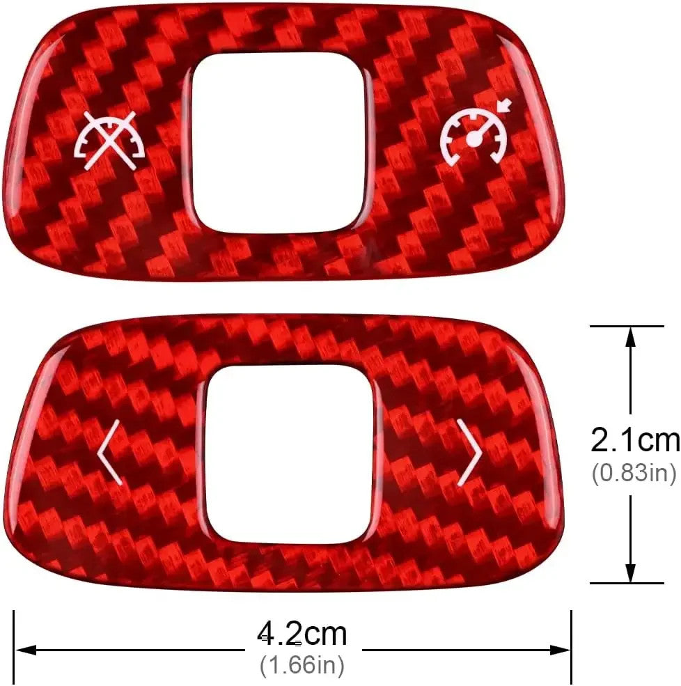 Red Dry Carbon 2-Key Volume Trim White Letter For Corvette C8 2020-2023
