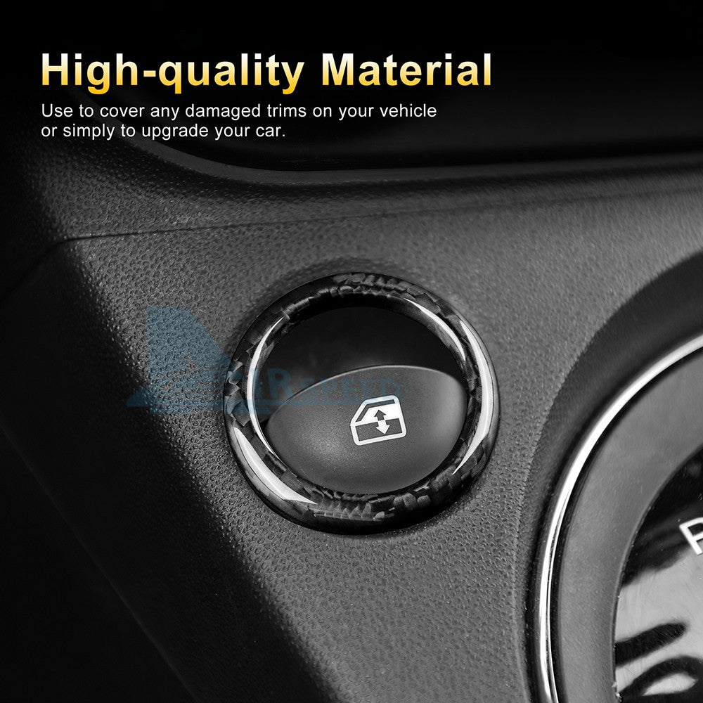 For Fiat 500 Abarth 595 2016-23 Real Hard Carbon Fiber Window Lift Switch Ring - detail view 5