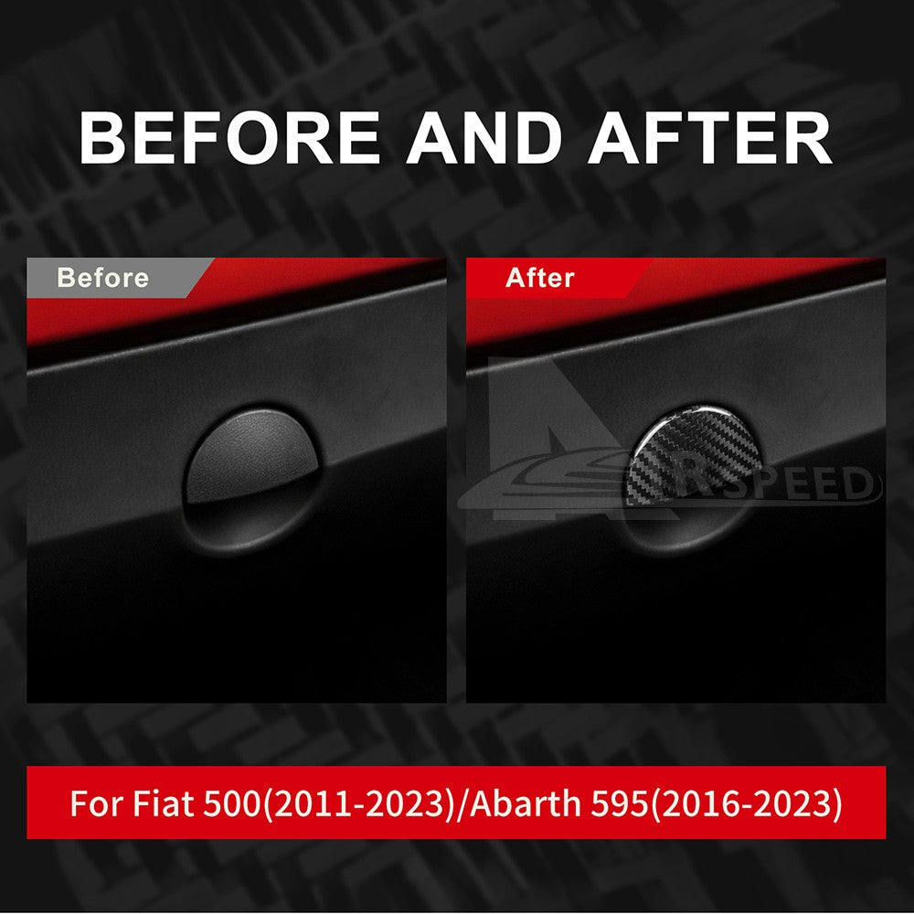 Black Carbon Fiber Passenger Glove Box Switch Cover Trim for FIAT 500 2011-2023 - detail view 3