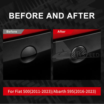Black Carbon Fiber Passenger Glove Box Switch Cover Trim for FIAT 500 2011-2023 - detail view 3