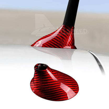 RED HARD Carbon Fiber Antenna Cover Sticker for FIAT 500 Abarth 595 2012-2023 - product view