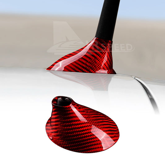 RED HARD Carbon Fiber Antenna Cover Sticker for FIAT 500 Abarth 595 2012-2023 - product view
