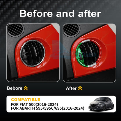 Center Side Air Outlet Sticker For Fiat 500 Abarth 595 695 2016-24 Carbon Fiber - detail view 3