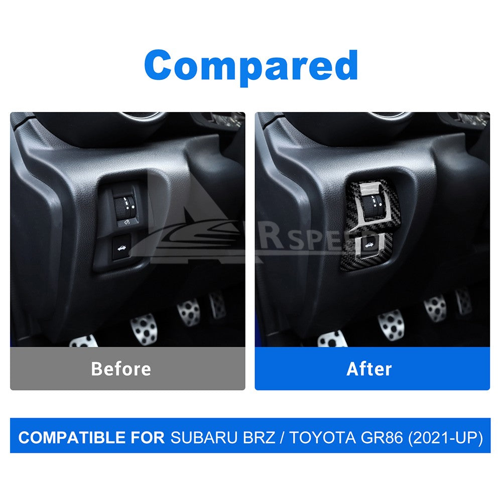 Trunk Switch Frame Cover Hard Carbon Fiber for Subaru BRZ Toyota GR86 2022-2025 - detail view 3