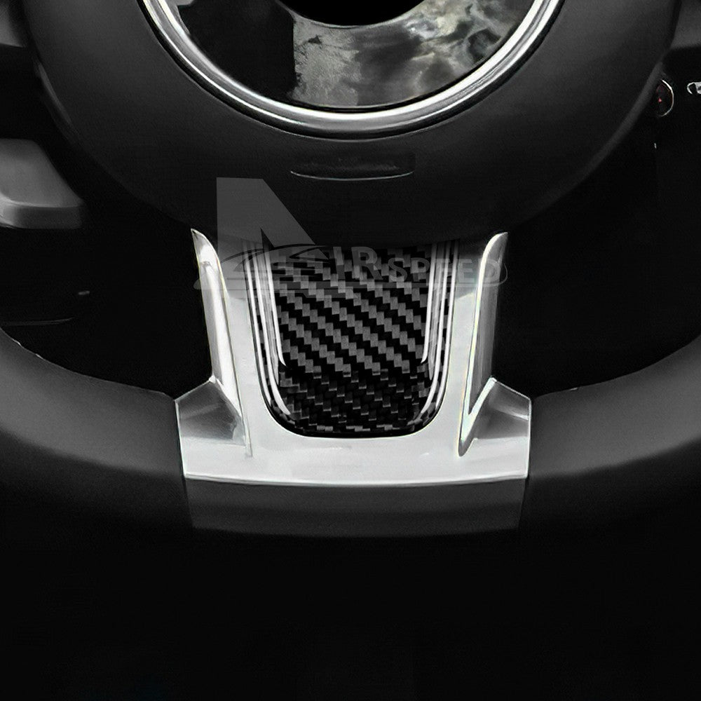 Real Hard Carbon Fiber Steering Wheel Chin Cover Sticker For Fiat 500 2020-2023 - detail view 6