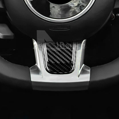 Real Hard Carbon Fiber Steering Wheel Chin Cover Sticker For Fiat 500 2020-2023 - detail view 6