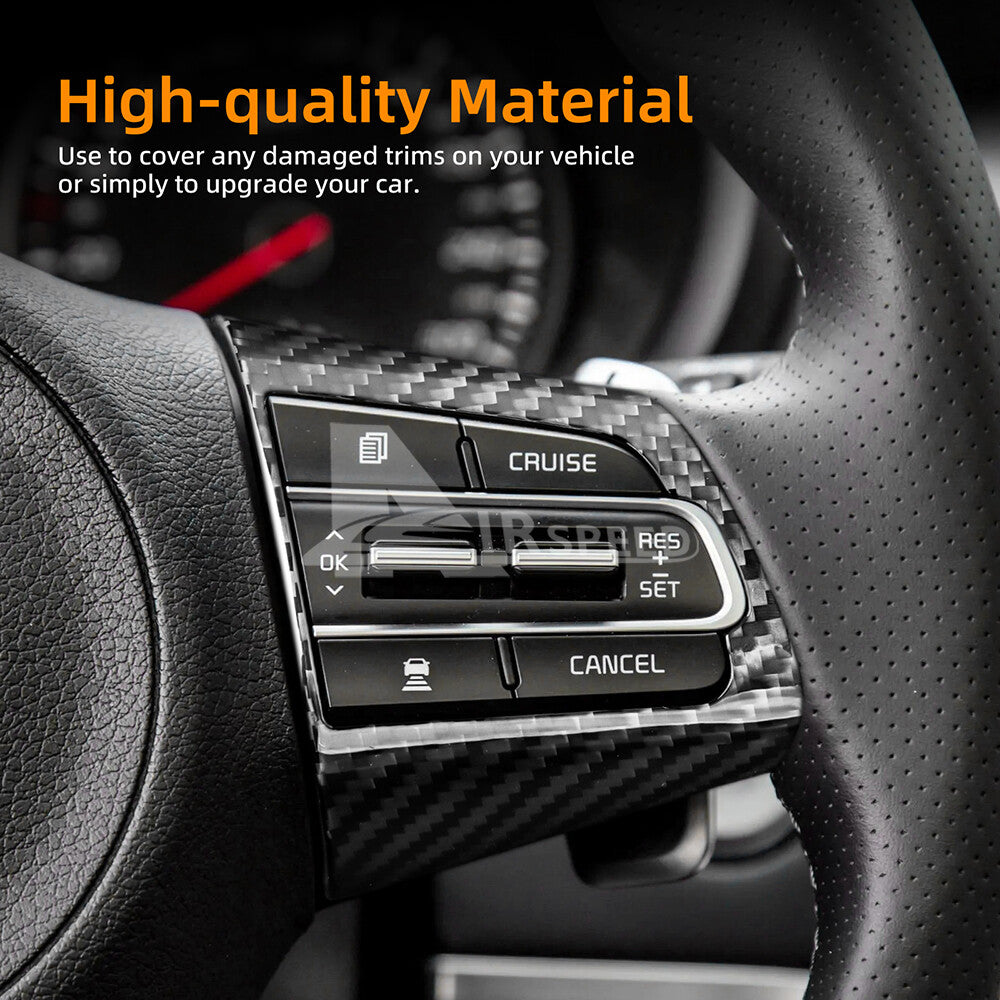 Hard Carbon Steering Wheel Bottom Decor Sport Mod For Kia Stinger 2018-2023 - detail view 5
