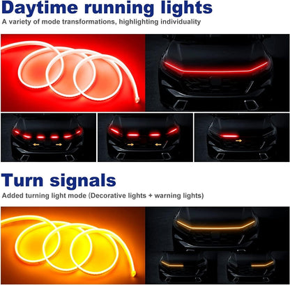 For Universal 1.5M Two-Color Engine Cover LED Light Bar Red Yellow - FREE GIFT