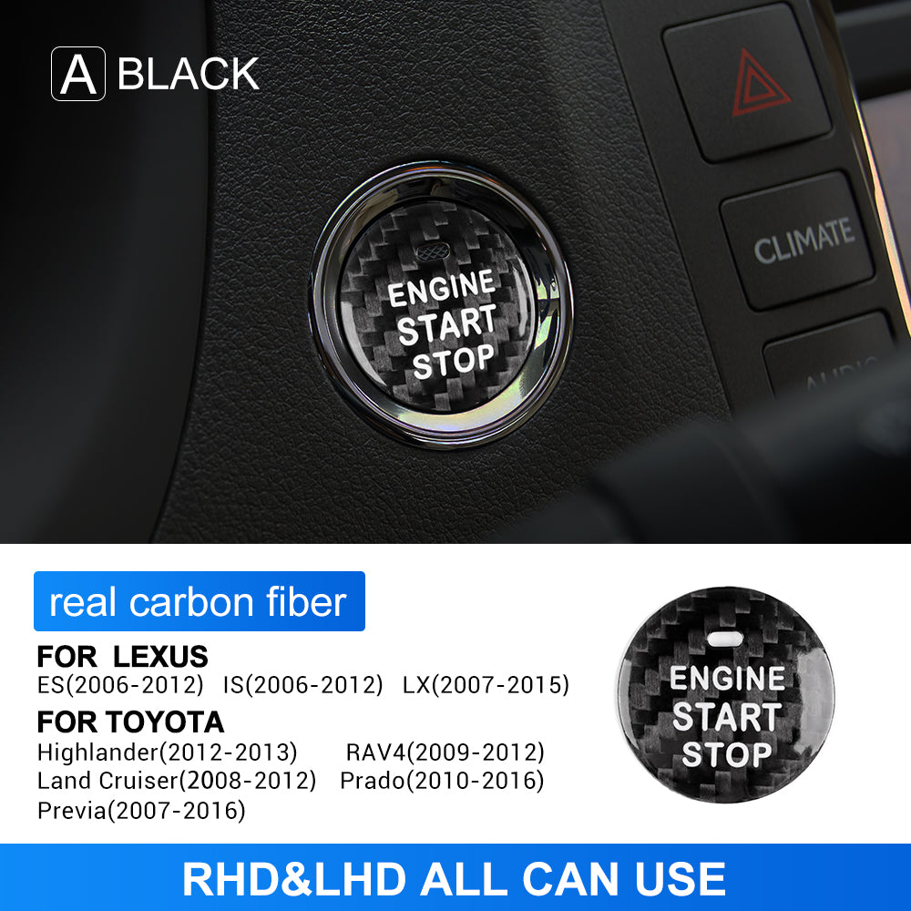 For Lexus ES Toyota RAV4 Car Engine Start Button Sticker Black Red Carbon Fiber - detail view 10