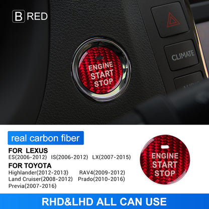 For Lexus ES Toyota RAV4 Car Engine Start Button Sticker Black Red Carbon Fiber - detail view 11