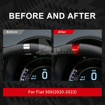 For FIAT 500 2020-2024 Car Steering Wheel Trim Ring Cover Trim Red Carbon Fiber - detail view 3