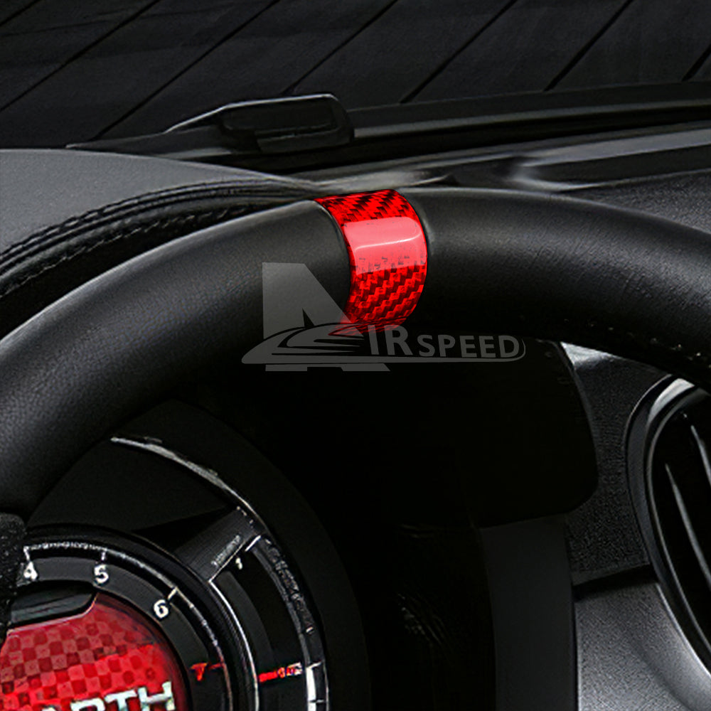 For FIAT 500 2020-2024 Car Steering Wheel Trim Ring Cover Trim Red Carbon Fiber - detail view 6