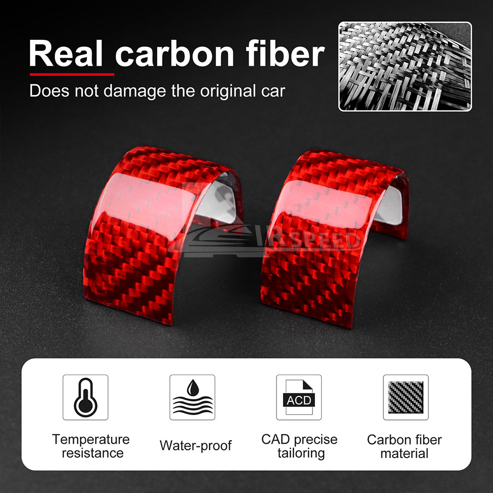 For FIAT 500 2020-2024 Car Steering Wheel Trim Ring Cover Trim Red Carbon Fiber - detail view 4
