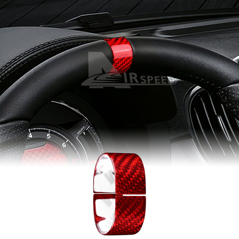 For FIAT 500 2020-2024 Car Steering Wheel Trim Ring Cover Trim Red Carbon Fiber - product view